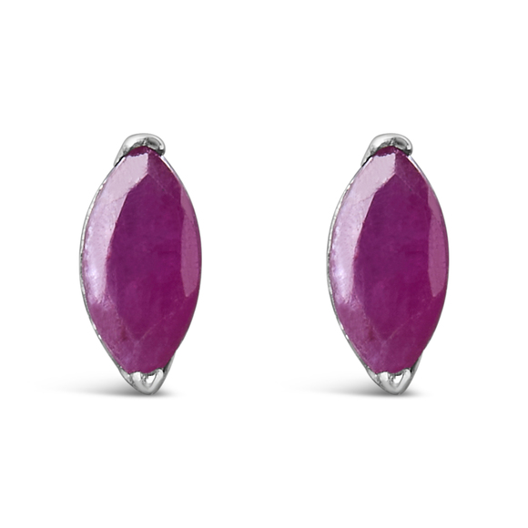 .925 Sterling Silver 1/2 Cttw Created Pink Ruby Gemstone Solitaire Stud